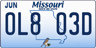 MO license plate OL8O3D