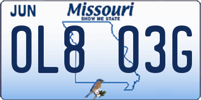 MO license plate OL8O3G