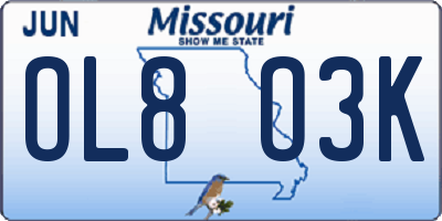 MO license plate OL8O3K