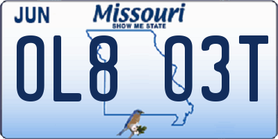 MO license plate OL8O3T