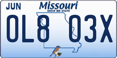 MO license plate OL8O3X
