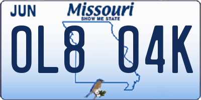 MO license plate OL8O4K