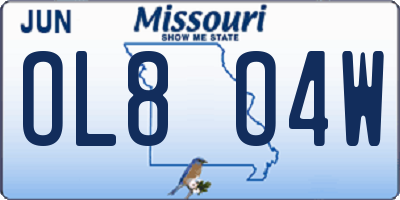 MO license plate OL8O4W