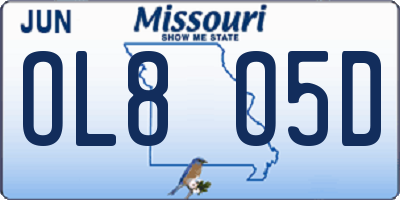 MO license plate OL8O5D