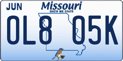 MO license plate OL8O5K