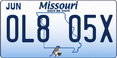 MO license plate OL8O5X