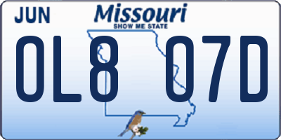 MO license plate OL8O7D