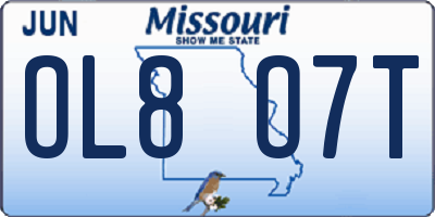 MO license plate OL8O7T