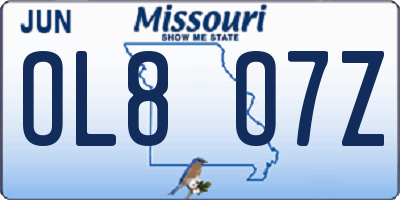 MO license plate OL8O7Z