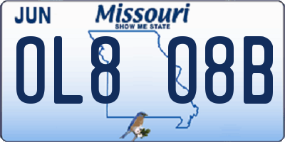 MO license plate OL8O8B