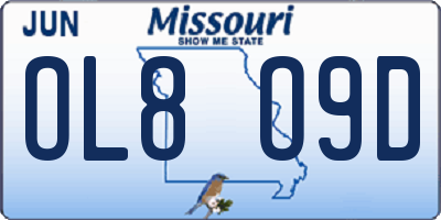 MO license plate OL8O9D