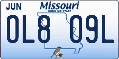 MO license plate OL8O9L