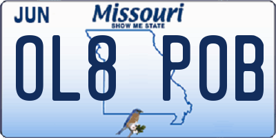 MO license plate OL8P0B