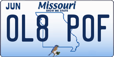 MO license plate OL8P0F
