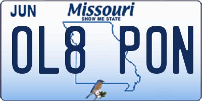 MO license plate OL8P0N