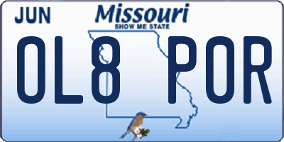 MO license plate OL8P0R