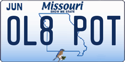 MO license plate OL8P0T