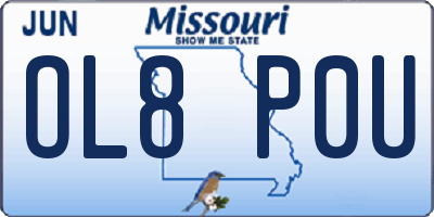 MO license plate OL8P0U