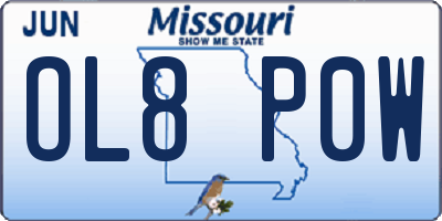 MO license plate OL8P0W