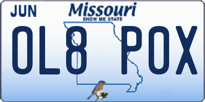 MO license plate OL8P0X