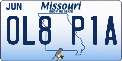 MO license plate OL8P1A