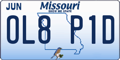 MO license plate OL8P1D