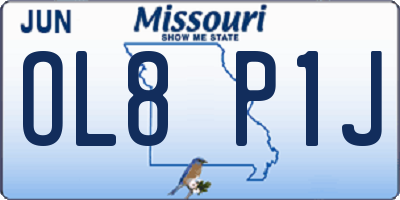 MO license plate OL8P1J