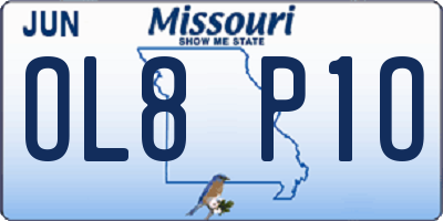 MO license plate OL8P1O