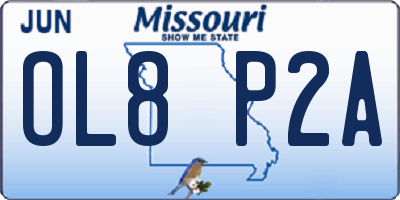 MO license plate OL8P2A