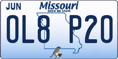 MO license plate OL8P2O