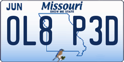 MO license plate OL8P3D