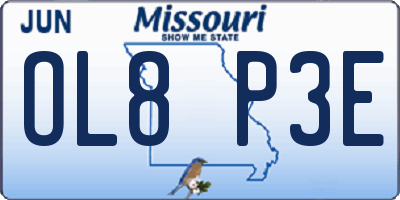 MO license plate OL8P3E