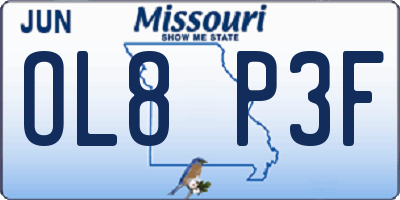 MO license plate OL8P3F