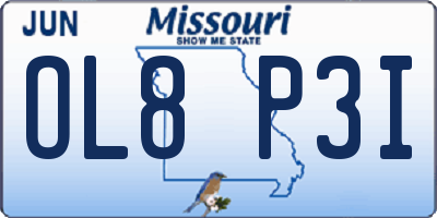 MO license plate OL8P3I