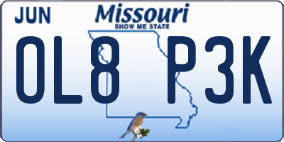MO license plate OL8P3K