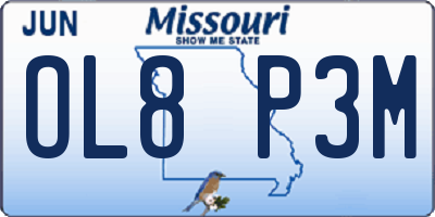 MO license plate OL8P3M