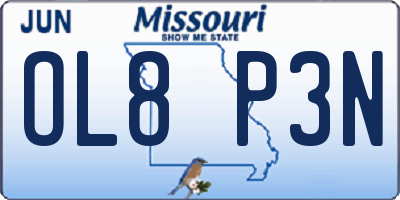 MO license plate OL8P3N