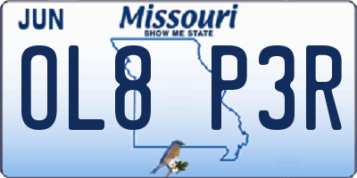 MO license plate OL8P3R