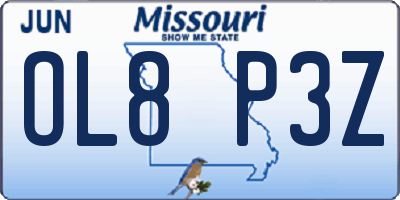 MO license plate OL8P3Z