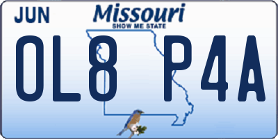 MO license plate OL8P4A