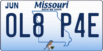 MO license plate OL8P4E