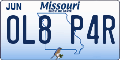 MO license plate OL8P4R