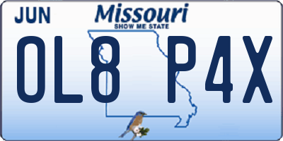 MO license plate OL8P4X
