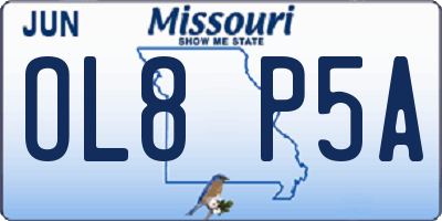 MO license plate OL8P5A