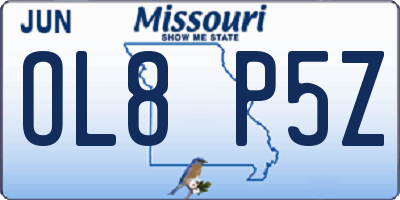 MO license plate OL8P5Z