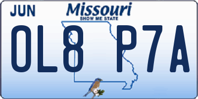 MO license plate OL8P7A