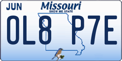 MO license plate OL8P7E