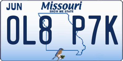 MO license plate OL8P7K