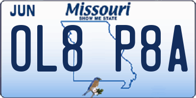 MO license plate OL8P8A