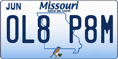 MO license plate OL8P8M